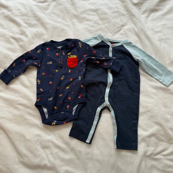 Baby Boy Bundle Carters 7 For All Mankind Western Outfit French Fries Size 3M - Picture 1 of 8